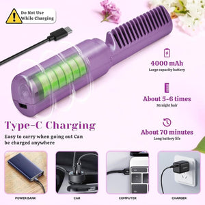 Cordless Mini Hair Straightener & Hot Comb – Portable Rechargeable Hair Styler - ShriClick