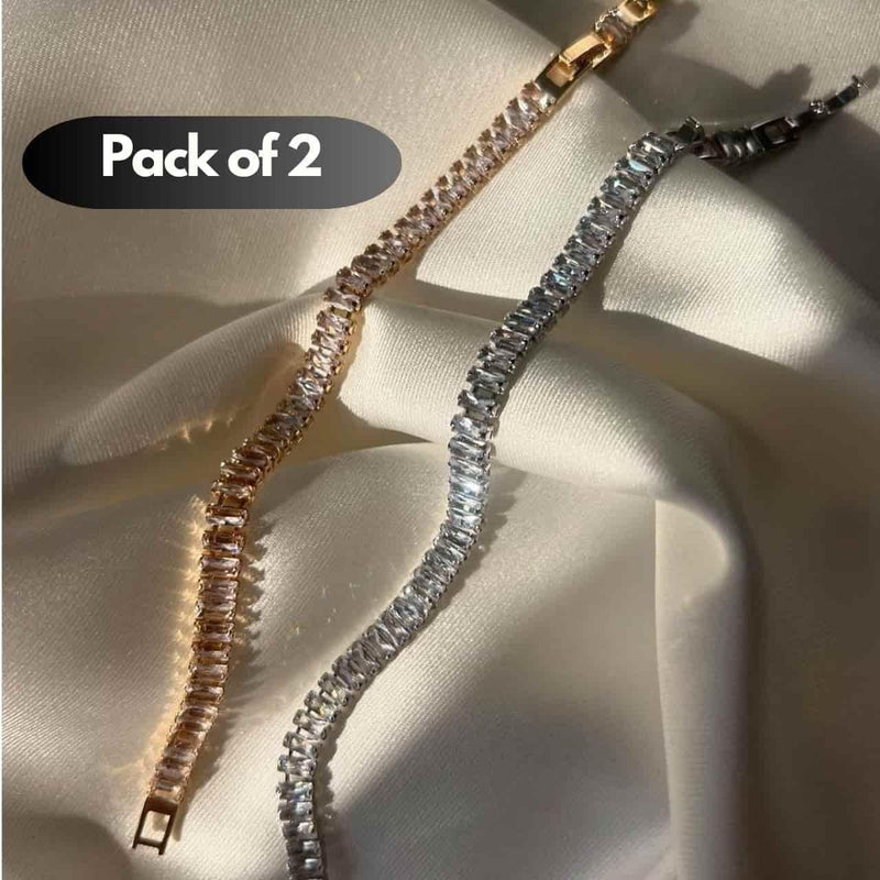 Emerald Diamond Tennis Bracelet Pack of 2 - ShriClick